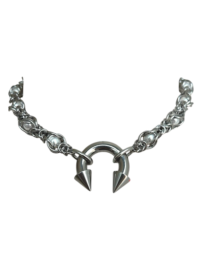 Encased Pearls Spiked Piercing Necklace