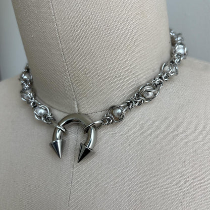 Encased Pearls Spiked Piercing Necklace