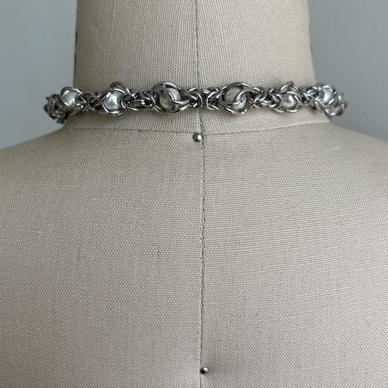 Encased Pearls Spiked Piercing Necklace