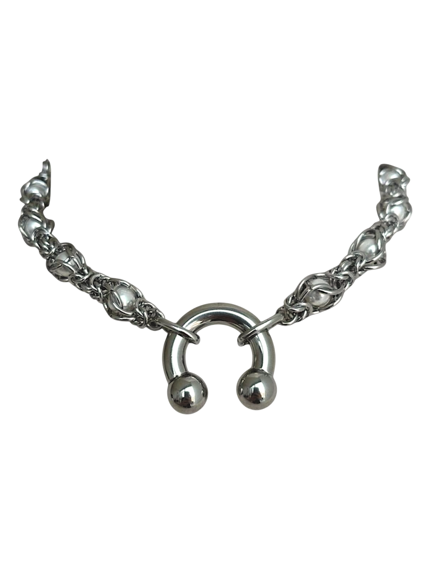 Septum Piercing and Pearl Choker Necklace