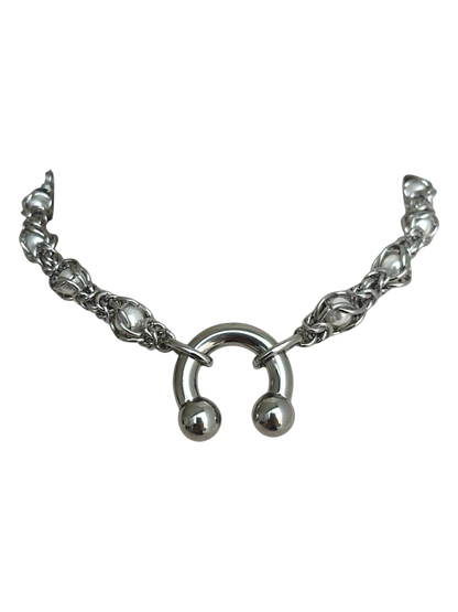 Septum Piercing and Pearl Choker Necklace