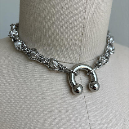 Septum Piercing and Pearl Choker Necklace