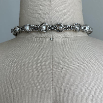 Septum Piercing and Pearl Choker Necklace