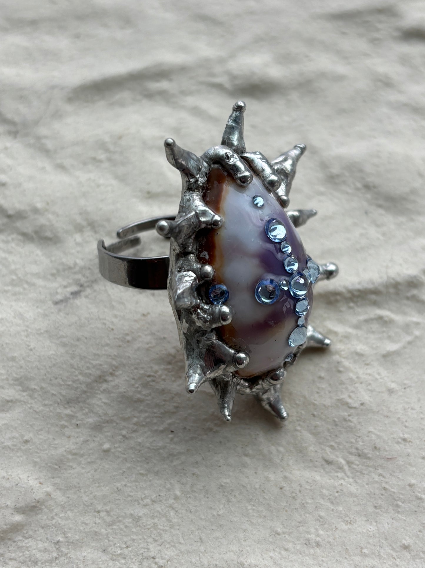 Sacred Spiky Cowrie Shell Ring