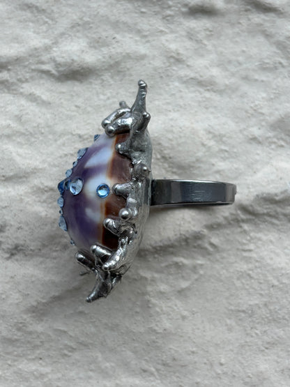 Sacred Spiky Cowrie Shell Ring
