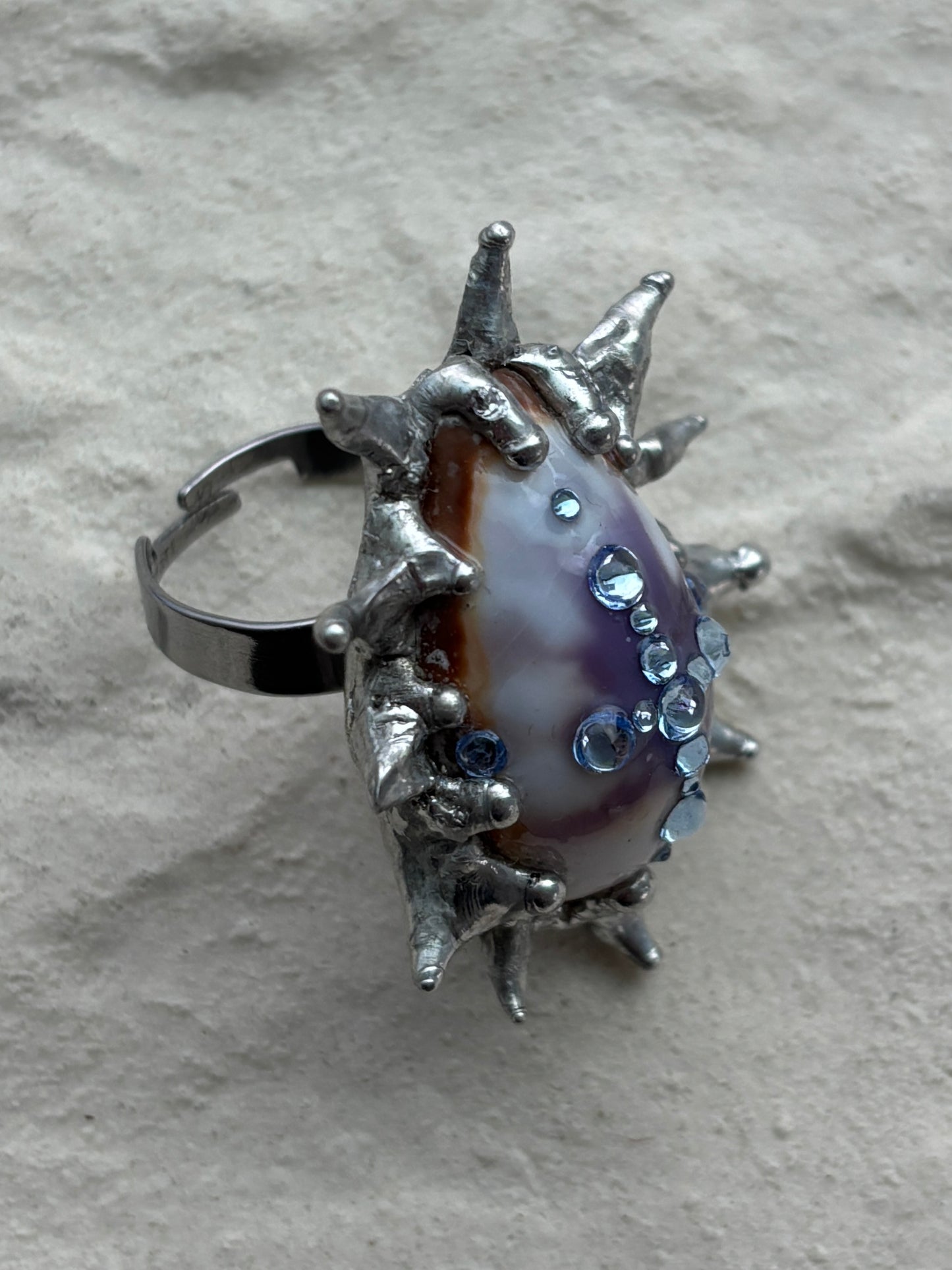 Sacred Spiky Cowrie Shell Ring