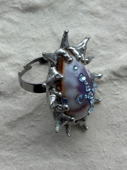 Sacred Spiky Cowrie Shell Ring