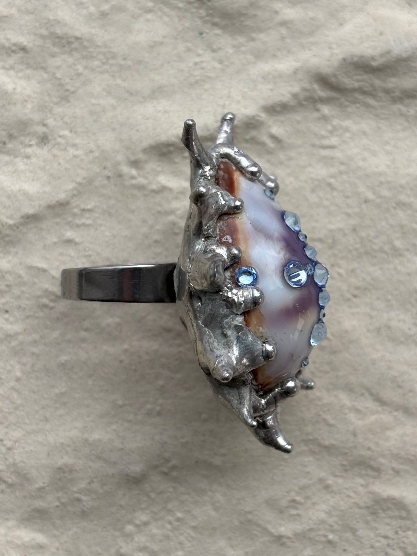 Sacred Spiky Cowrie Shell Ring