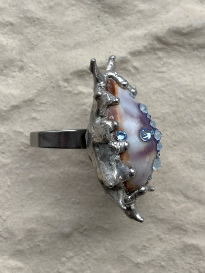 Sacred Spiky Cowrie Shell Ring