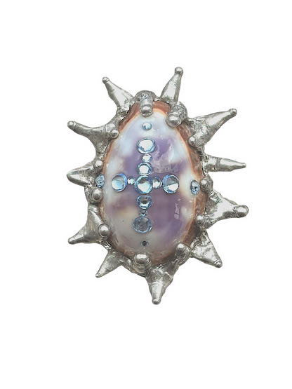Sacred Spiky Cowrie Shell Ring