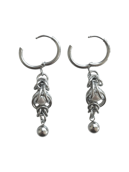 Pearl Chain Mail & Ball Earring