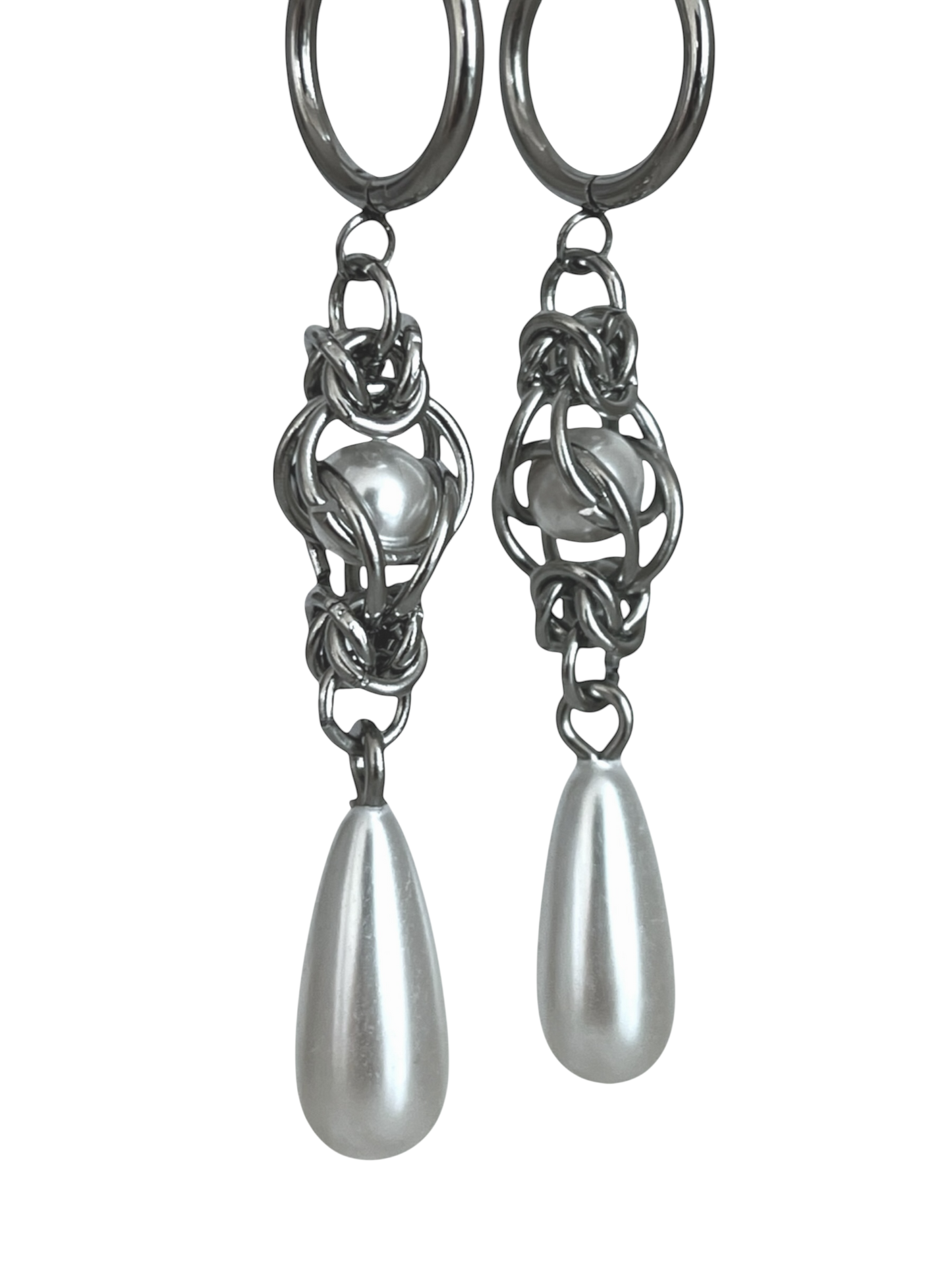 Pearl Chain Mail & Pearl Drop Earring