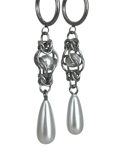 Pearl Chain Mail & Pearl Drop Earring