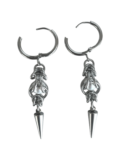 Pearl Chain Mail & Spike Earring