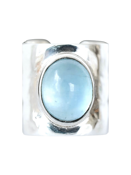 “Moonlake Ring in S925 sterling silver by RABIES DOG, featuring an organic sculptural design inspired by moonlit water.”