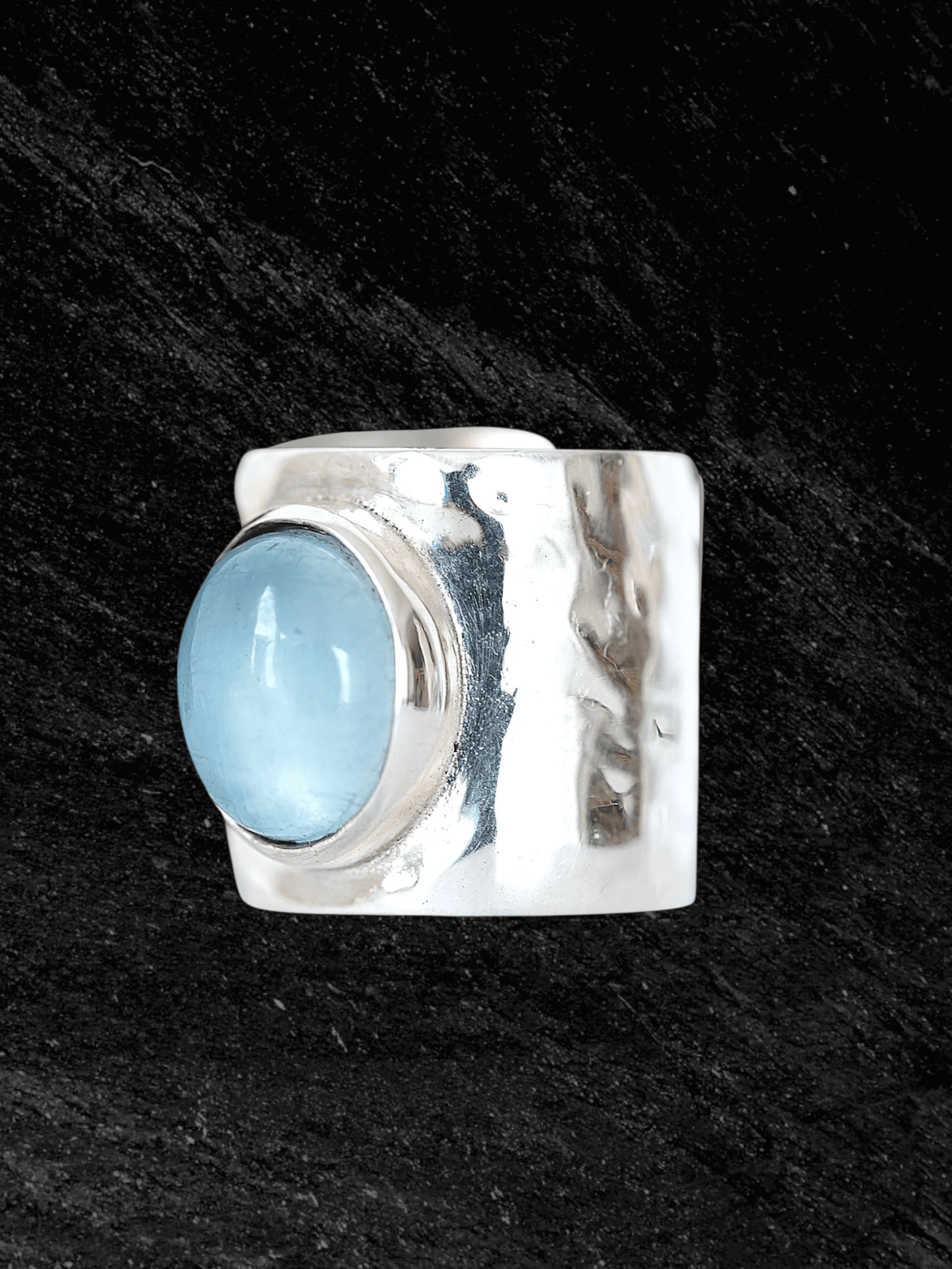 “Moonlake Ring in S925 sterling silver by RABIES DOG, featuring an organic sculptural design inspired by moonlit water.”