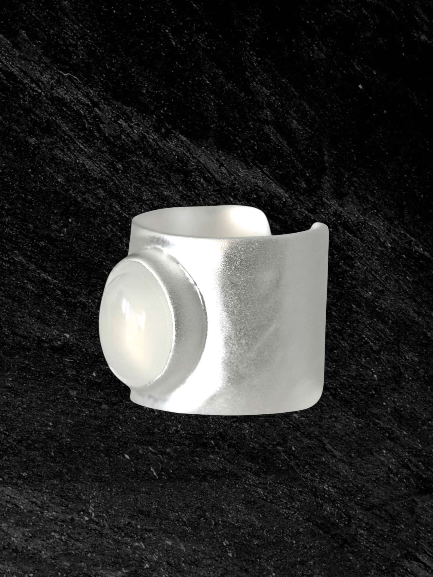 “Moonlake Ring in S925 sterling silver by RABIES DOG, featuring an organic sculptural design inspired by moonlit water.”