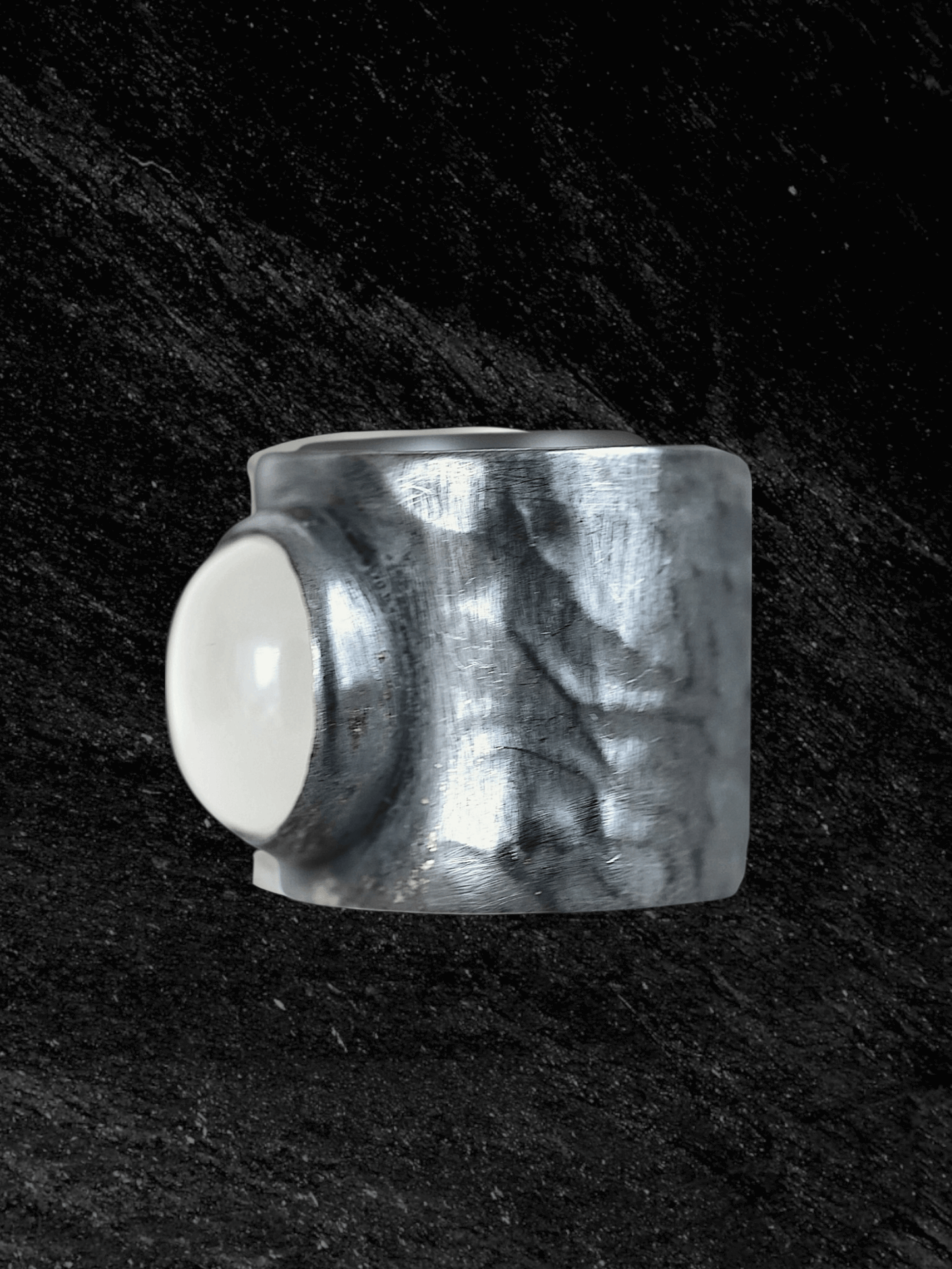 “Moonlake Ring in S925 sterling silver by RABIES DOG, featuring an organic sculptural design inspired by moonlit water.”