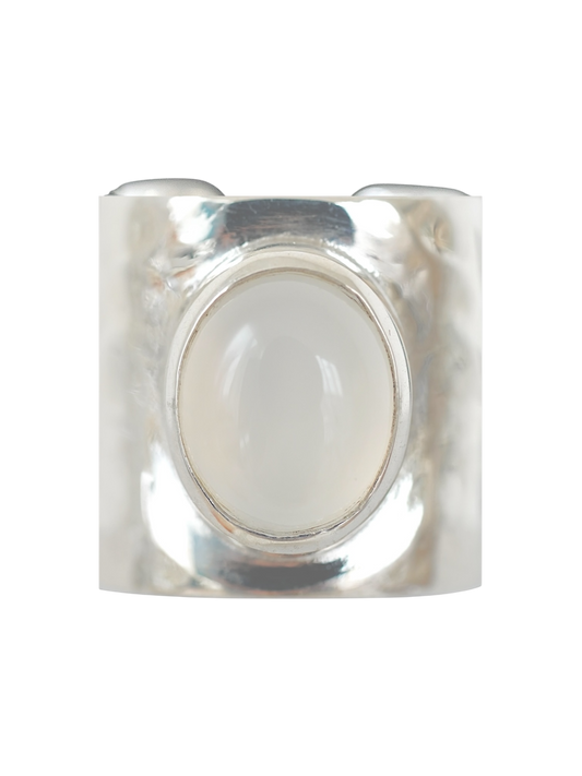“Moonlake Ring in S925 sterling silver by RABIES DOG, featuring an organic sculptural design inspired by moonlit water.”