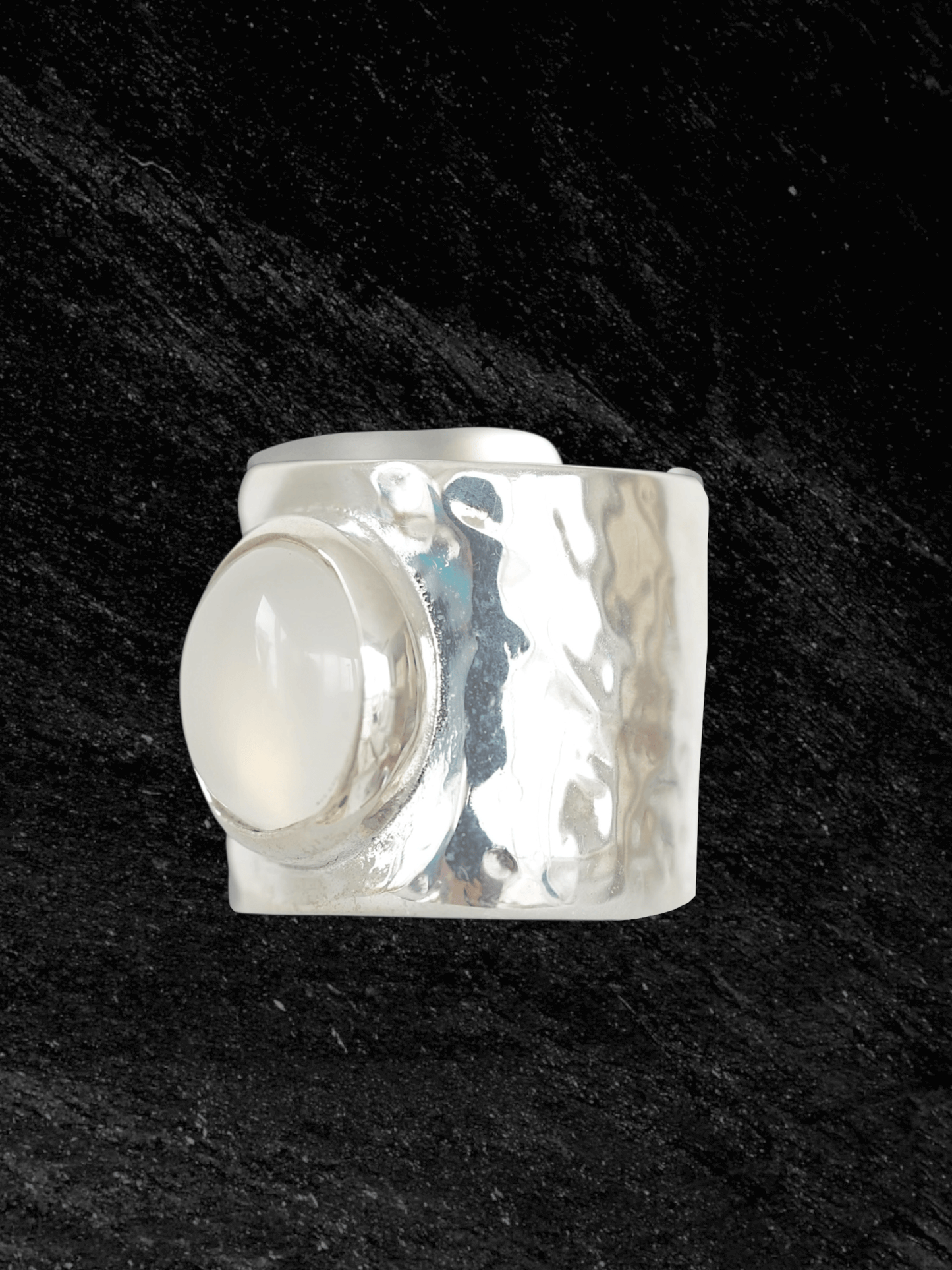 “Moonlake Ring in S925 sterling silver by RABIES DOG, featuring an organic sculptural design inspired by moonlit water.”