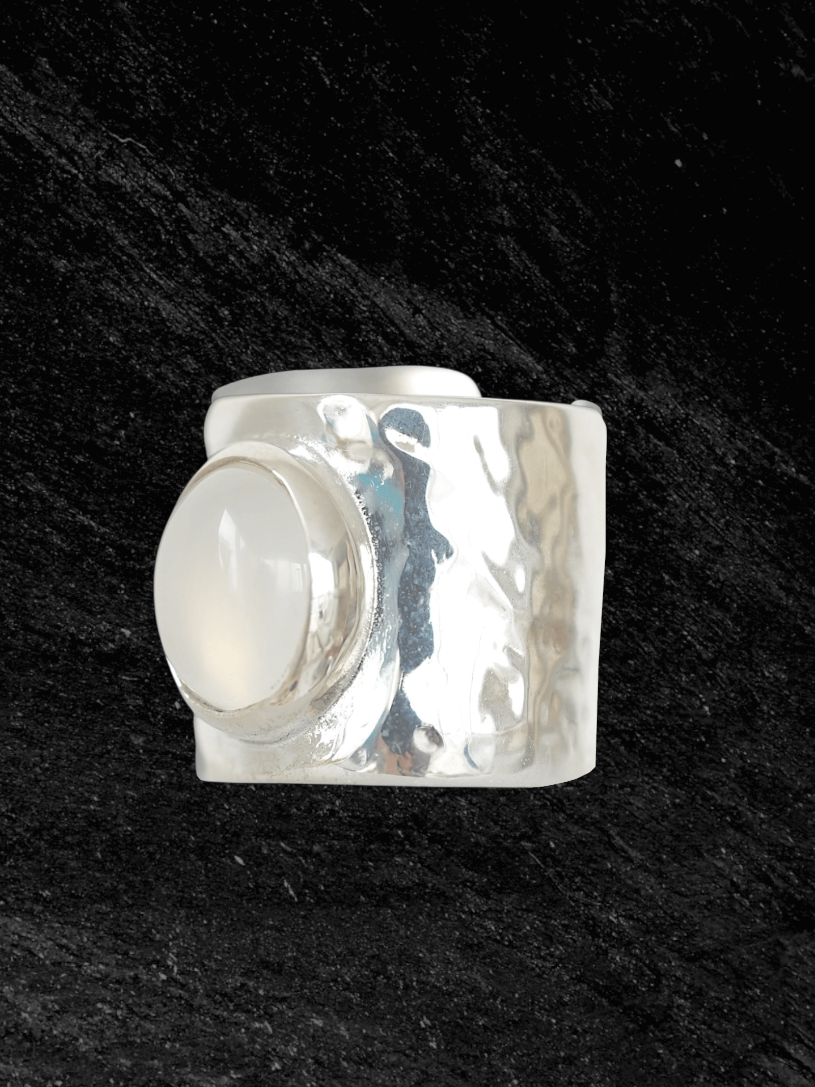 “Moonlake Ring in S925 sterling silver by RABIES DOG, featuring an organic sculptural design inspired by moonlit water.”