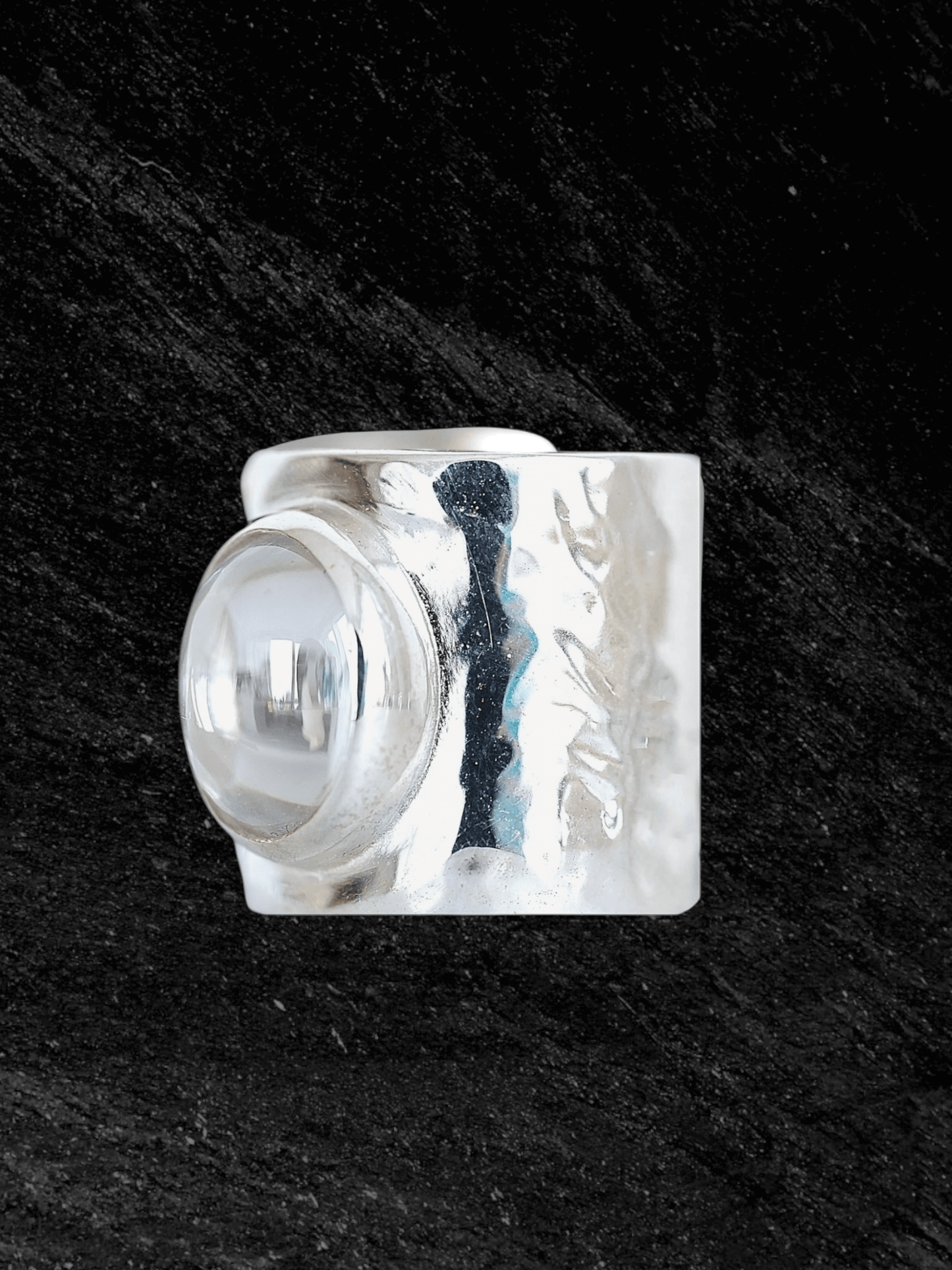 “Moonlake Ring in S925 sterling silver by RABIES DOG, featuring an organic sculptural design inspired by moonlit water.”