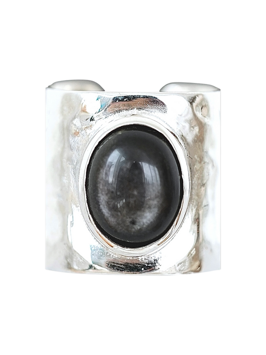 “Moonlake Ring in S925 sterling silver by RABIES DOG, featuring an organic sculptural design inspired by moonlit water.”