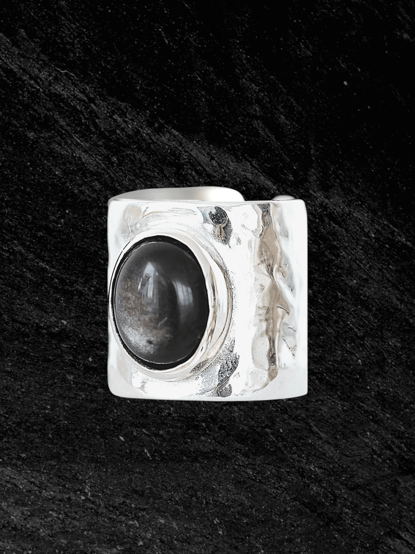 “Moonlake Ring in S925 sterling silver by RABIES DOG, featuring an organic sculptural design inspired by moonlit water.”