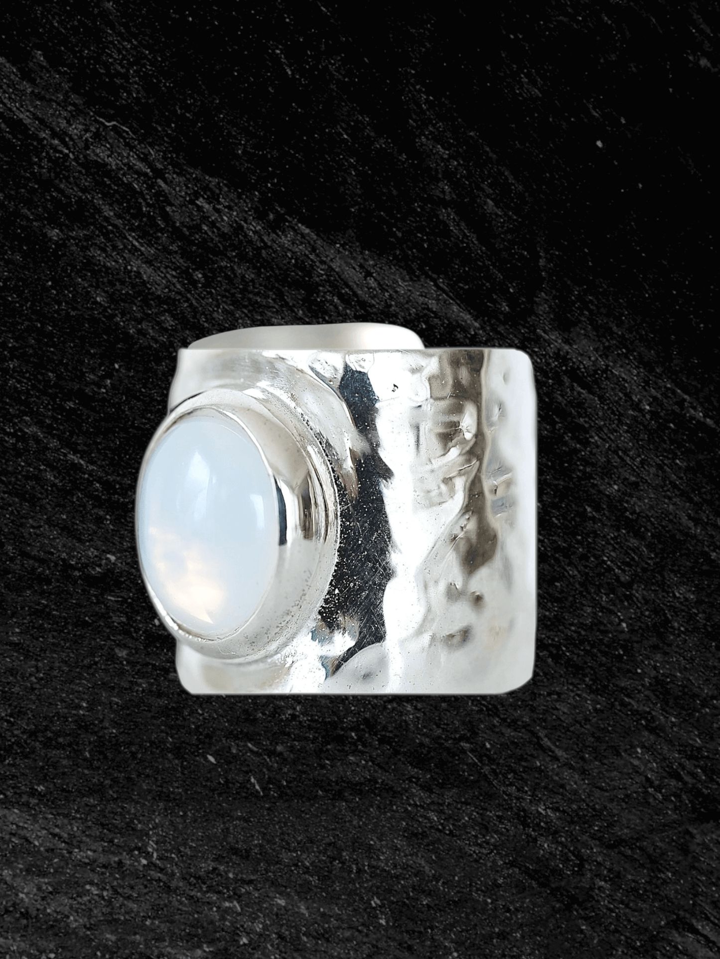 “Moonlake Ring in S925 sterling silver by RABIES DOG, featuring an organic sculptural design inspired by moonlit water.”