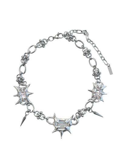 “Softlight Crystal Necklace by RABIES DOG, handcrafted with a soldered setting and a soft-glow crystal accent.”