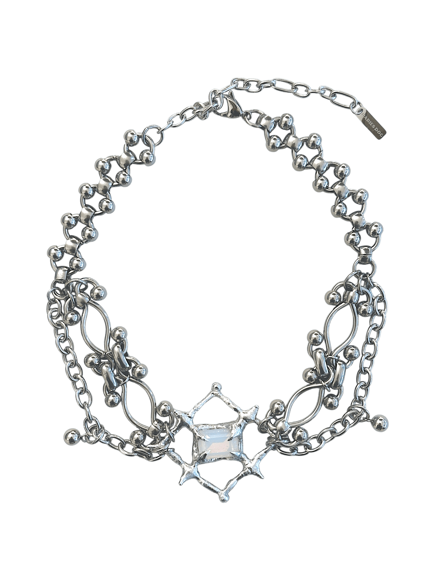 The Angel’s Eye Necklace is a sculptural statement piece inspired by sacred symbolism and watchful, otherworldly forms. Handcrafted by RABIES DOG, it carries a quiet tension between protection and unease