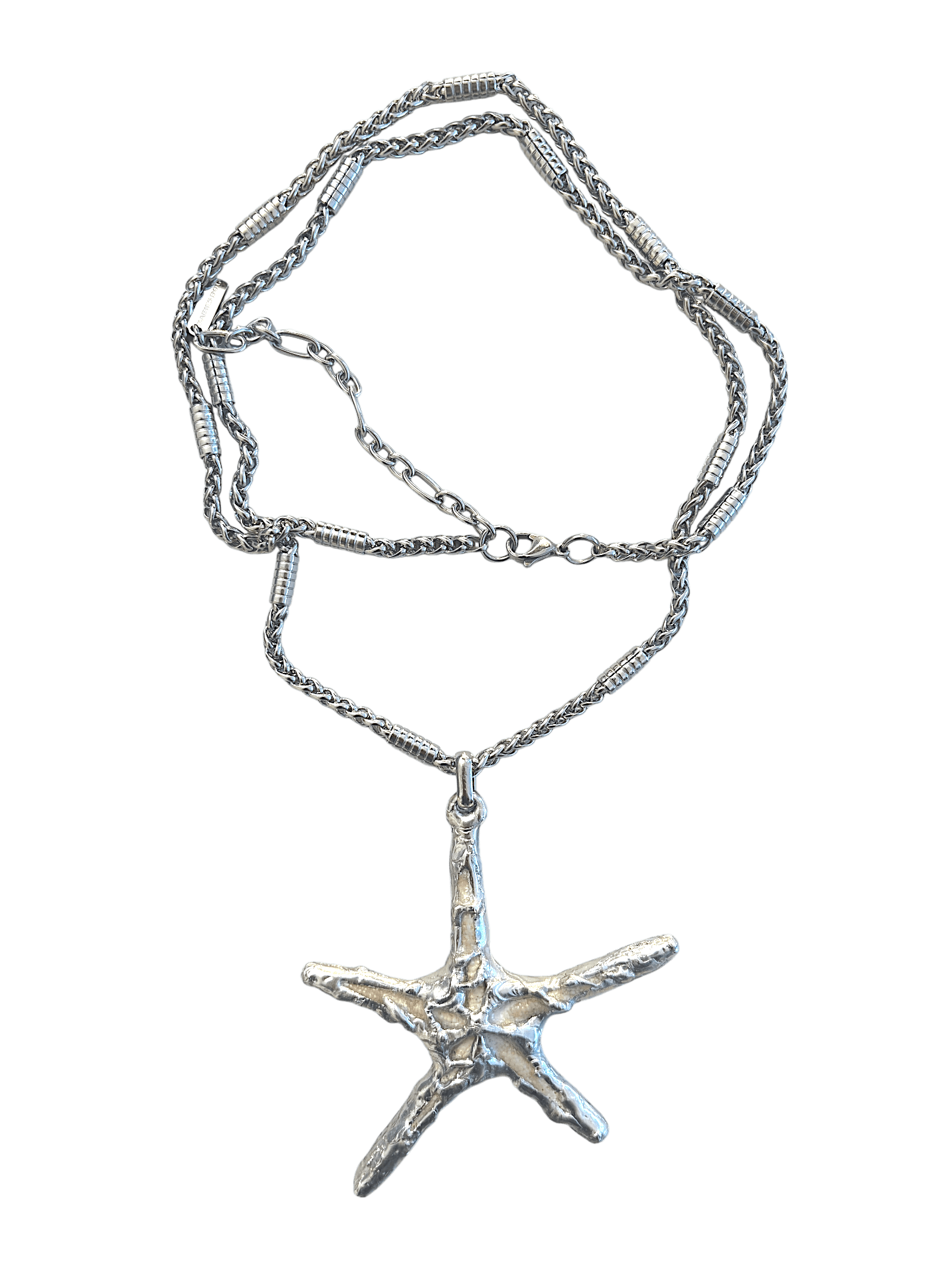 Big starfish Necklace by RABIES DOG, featuring a real starfish, carefully soldered and UV sealed for preservation.