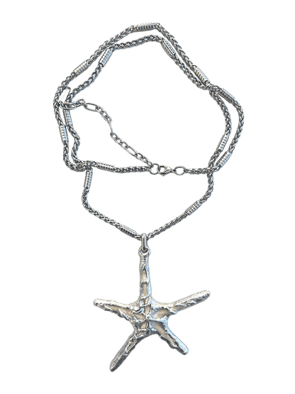 Big starfish Necklace by RABIES DOG, featuring a real starfish, carefully soldered and UV sealed for preservation.