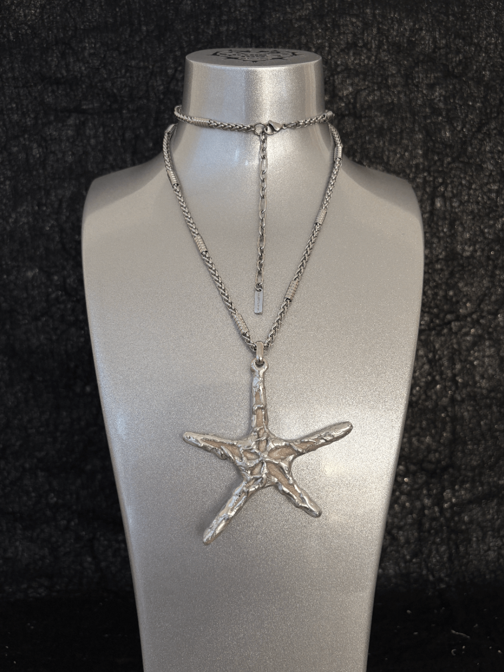Big starfish Necklace by RABIES DOG, featuring a real starfish, carefully soldered and UV sealed for preservation.