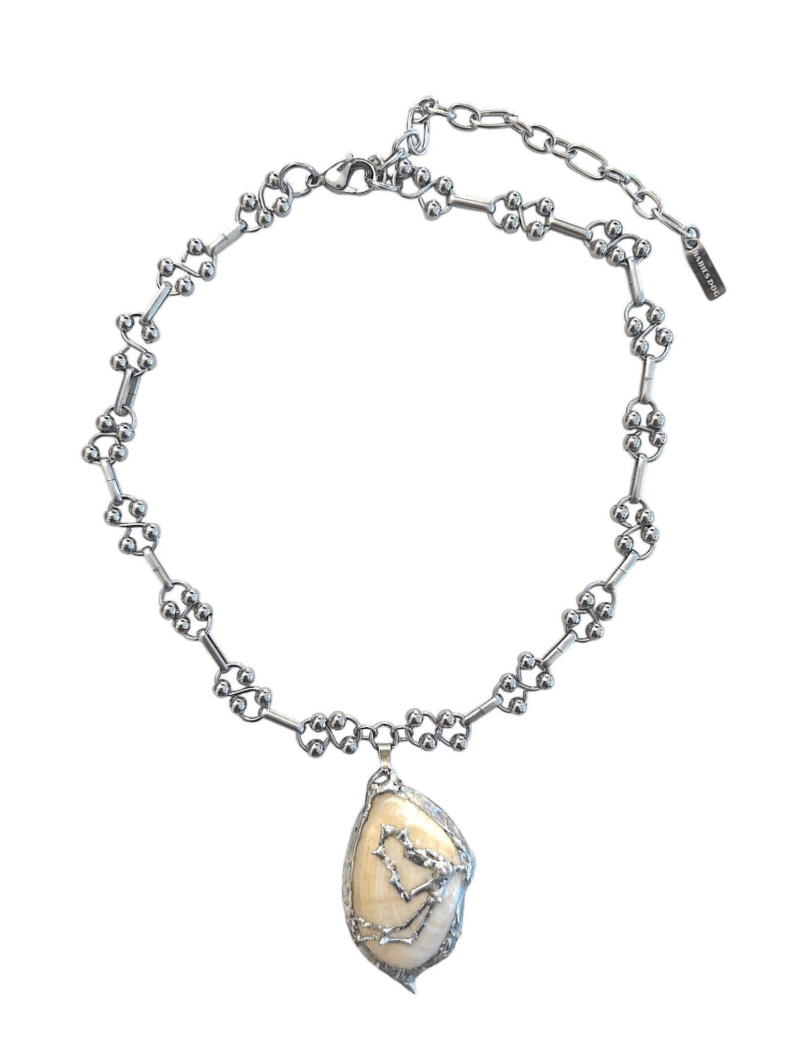 Mariner necklace by RABIES DOG, handcrafted seashell soldered metal necklace inspired by nautical forms
