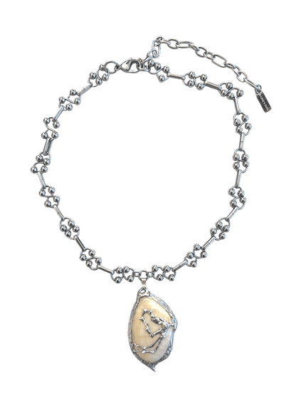 Mariner necklace by RABIES DOG, handcrafted seashell soldered metal necklace inspired by nautical forms