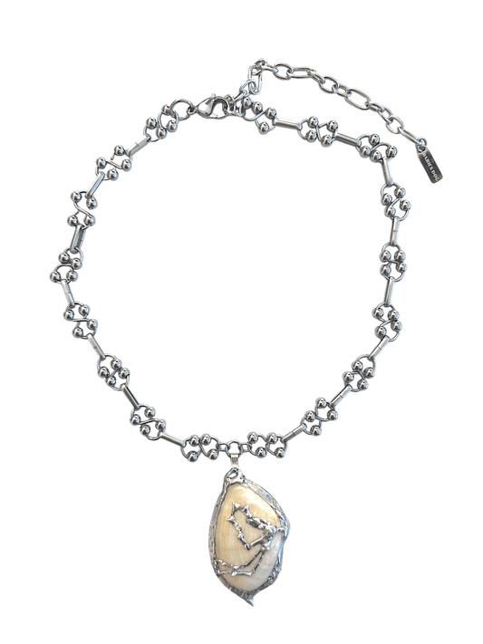 Mariner necklace by RABIES DOG, handcrafted seashell soldered metal necklace inspired by nautical forms