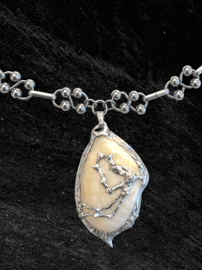Mariner necklace by RABIES DOG, handcrafted seashell soldered metal necklace inspired by nautical forms