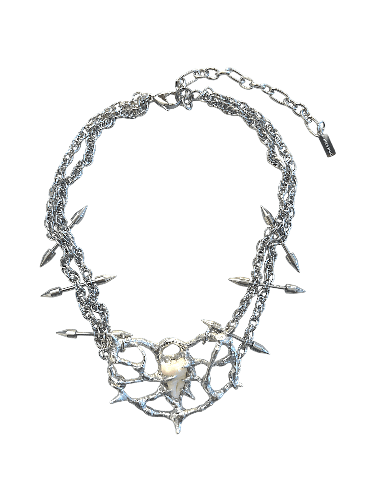 Tooth Fairy necklace by RABIES DOG, handcrafted soldered metal necklace designed for customization using customer-provided wisdom tooth or bone.