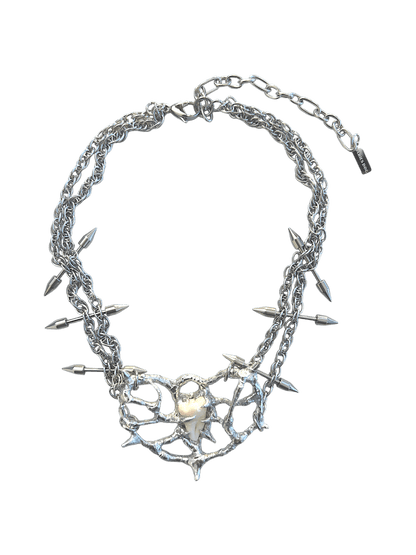 Tooth Fairy necklace by RABIES DOG, handcrafted soldered metal necklace designed for customization using customer-provided wisdom tooth or bone.